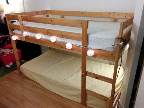MYDAL bunkbed into a KURA loft bed