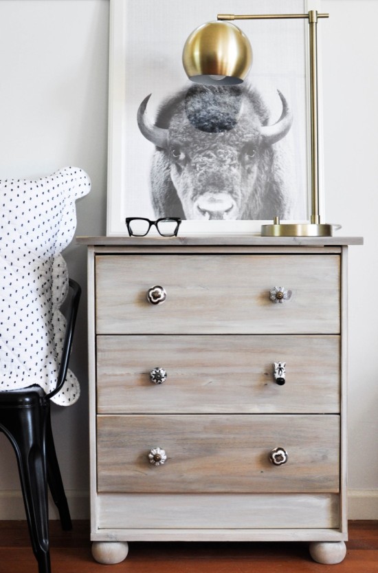 Driftwood stained RAST nightstand for the Scandinavian farmhouse feel