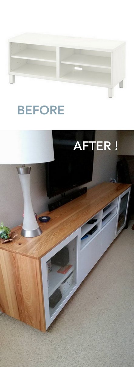 IKEA BESTA TV cabinet wrapped in cypress