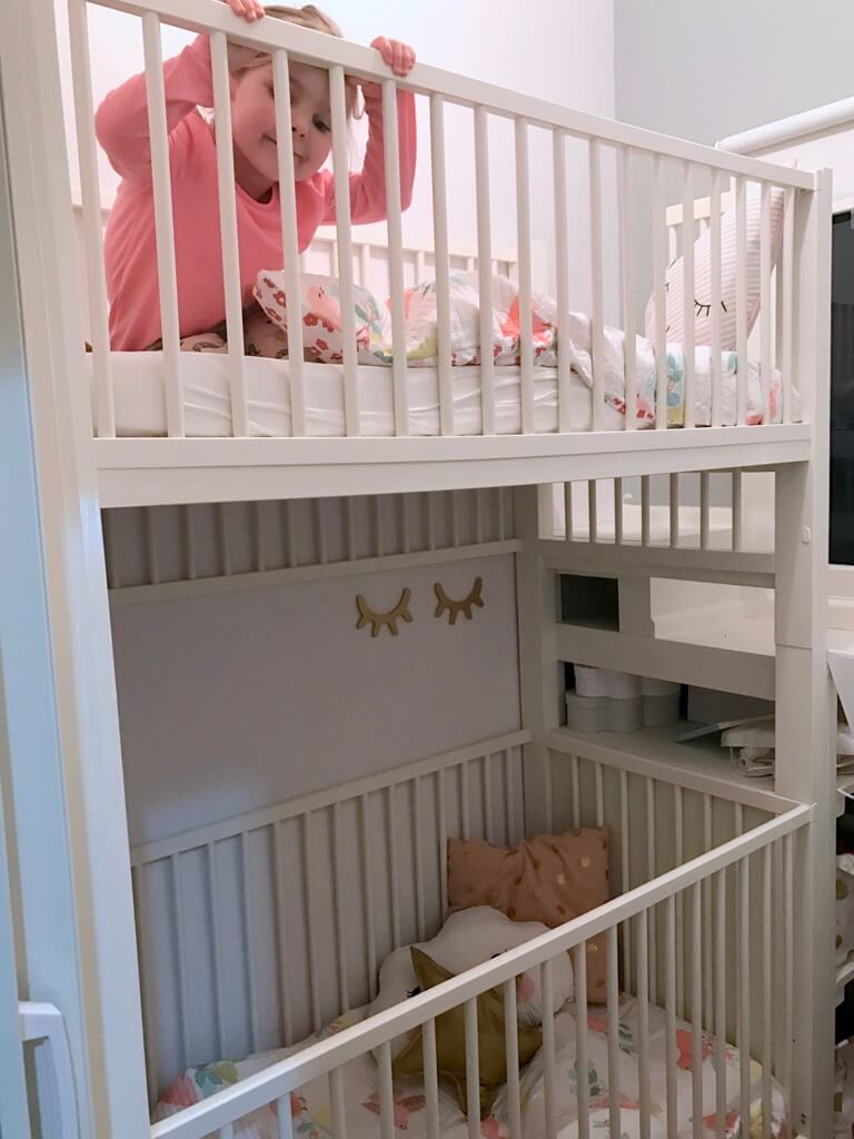 Crib bunk bed hacked from IKEA GULLIVER cots