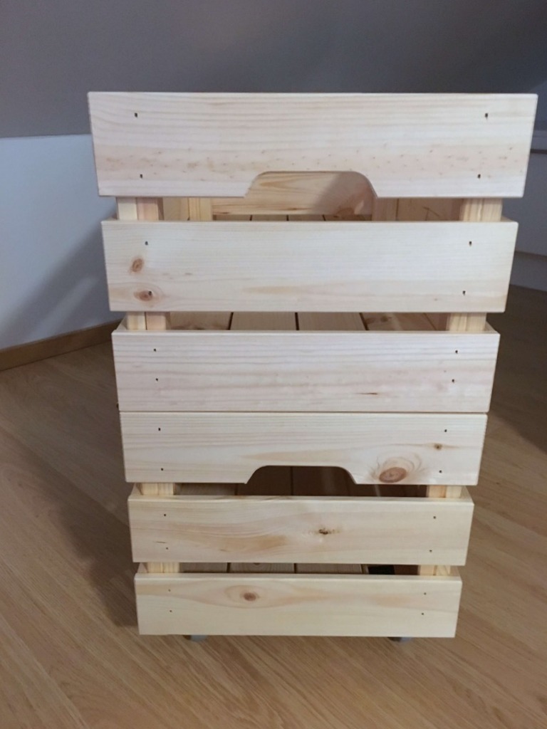 Rolling laundry cart made from KNAGGLIG boxes