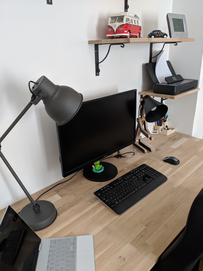 Industrial style desk from kitchen cabinets