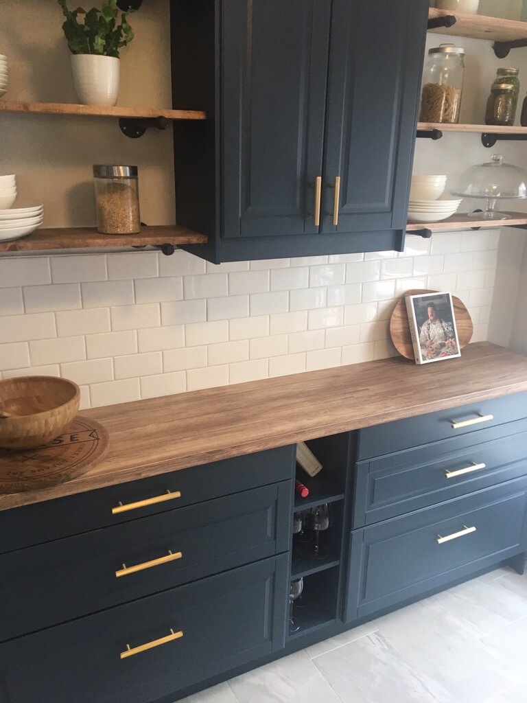 IKEA Kitchen Nook with painted kitchen cabinets