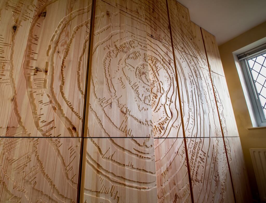 Tree ring engraved IKEA IVAR cabinet with doors