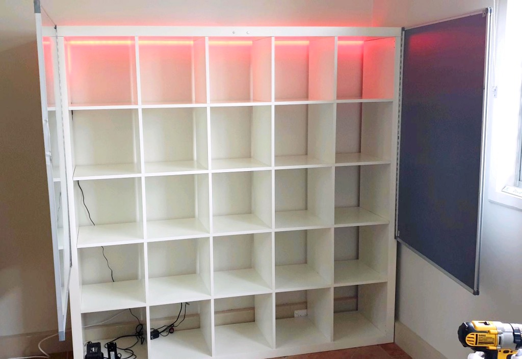 KALLAX storage unit with whiteboard doors