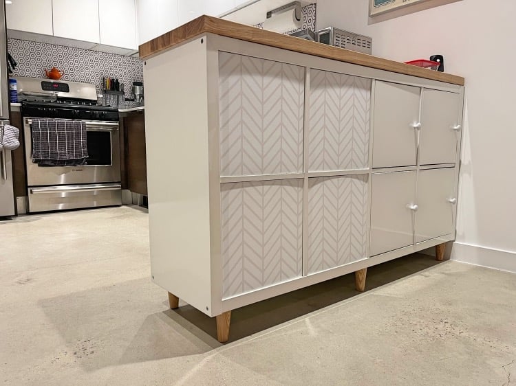 IKEA KALLAX DIY kitchen peninsula with drawer storage